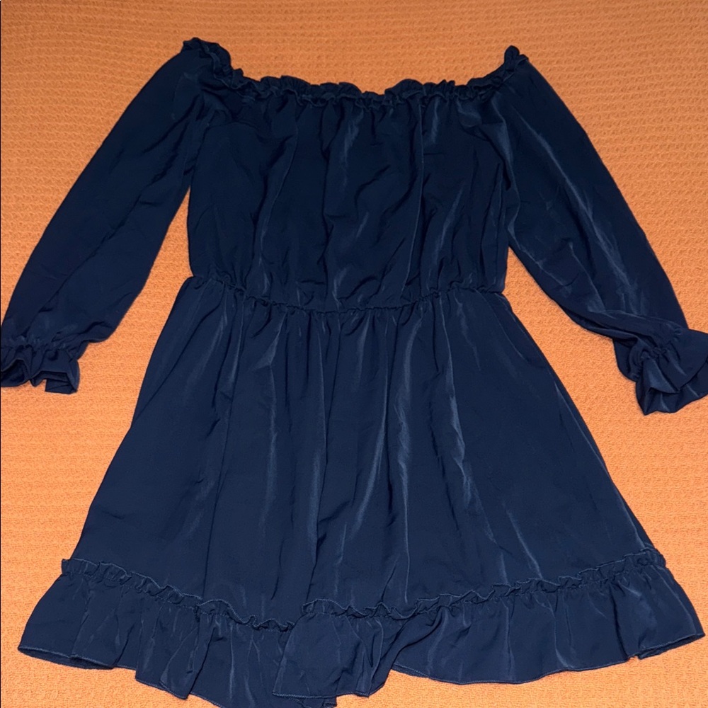 Navy Blue Off-Shoulder Dress
